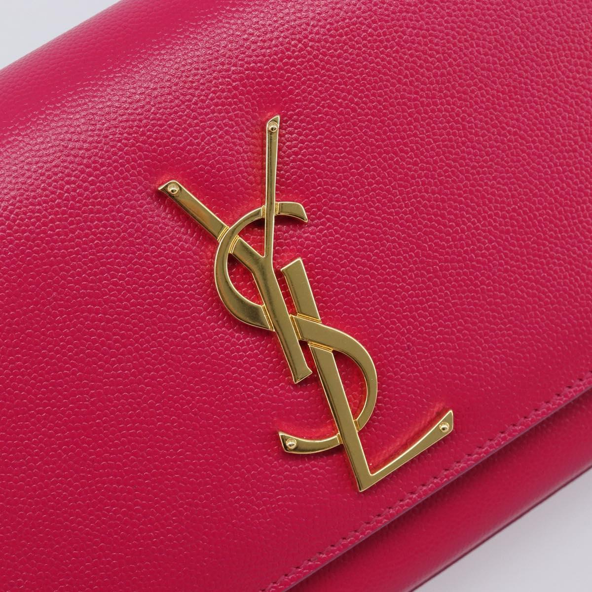 Saint Laurent Cassandra Clutch Bag Leather Pink Gold Tone 326079 Auth 209225V