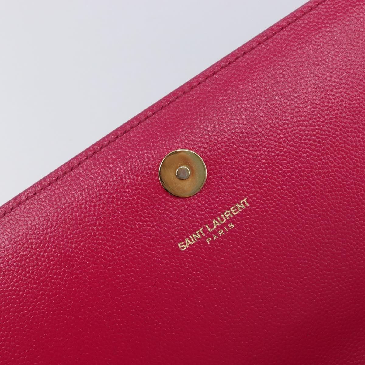 Saint Laurent Cassandra Clutch Bag Leather Pink Gold Tone 326079 Auth 209225V