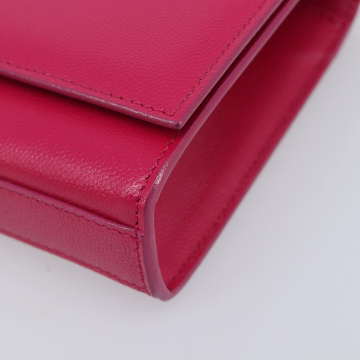 Saint Laurent Cassandra Clutch Bag Leather Pink Gold Tone 326079 Auth 209225V