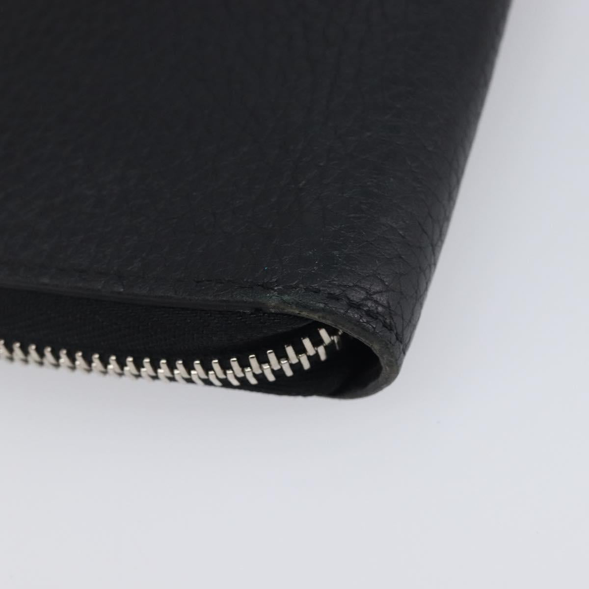 LOUIS VUITTON Zippy Wallet Vertical Wallet Taurillon Black M58412 LV Auth 209230