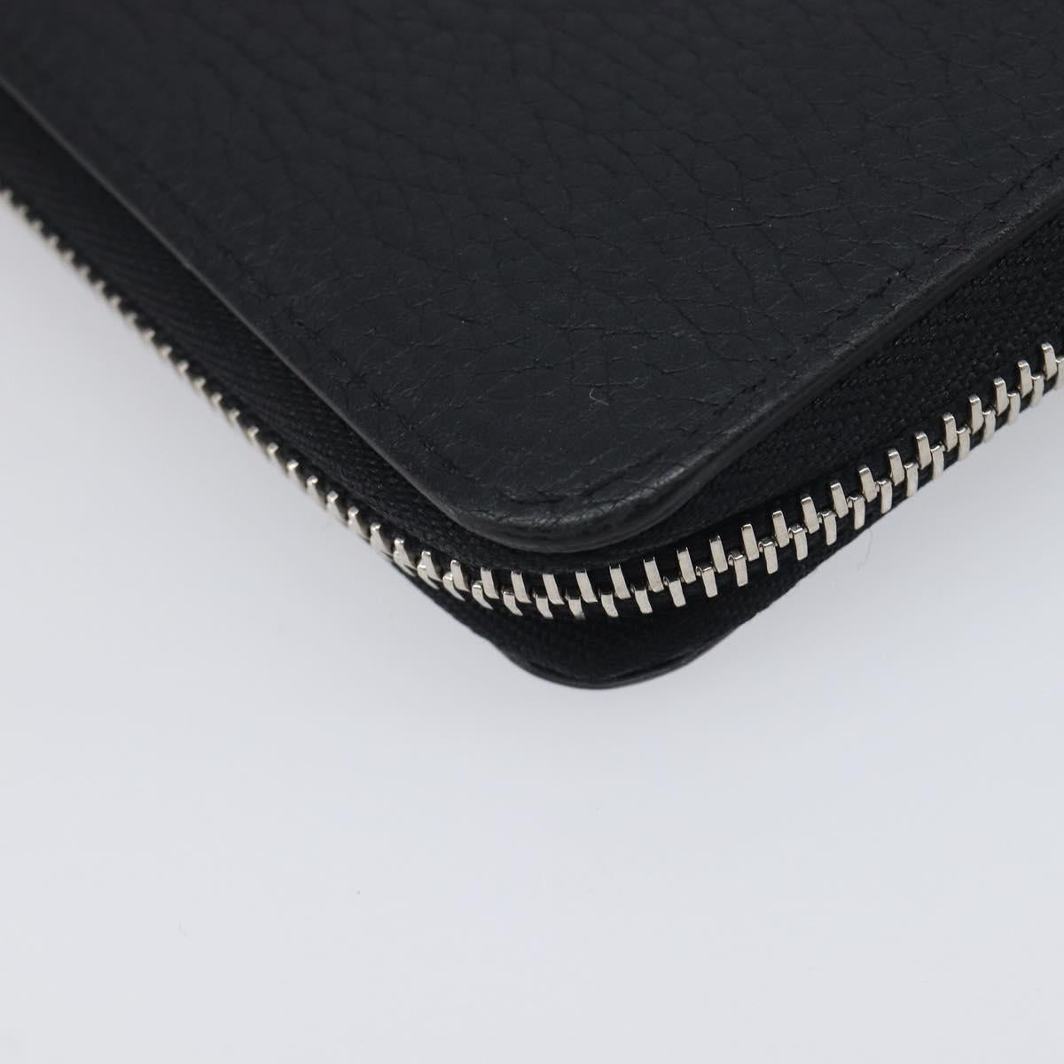 LOUIS VUITTON Zippy Wallet Vertical Wallet Taurillon Black M58412 LV Auth 209230