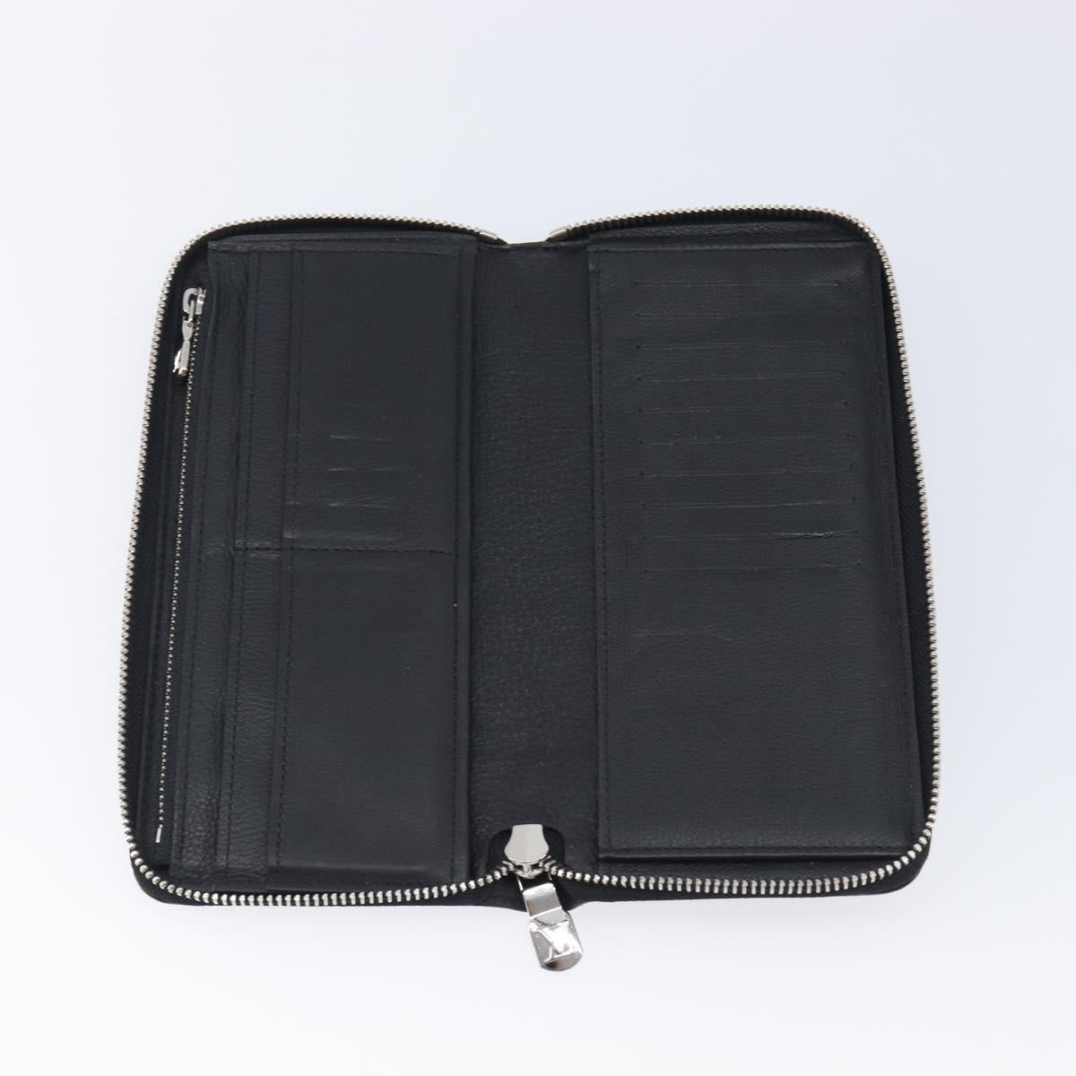 LOUIS VUITTON Zippy Wallet Vertical Wallet Taurillon Black M58412 LV Auth 209230