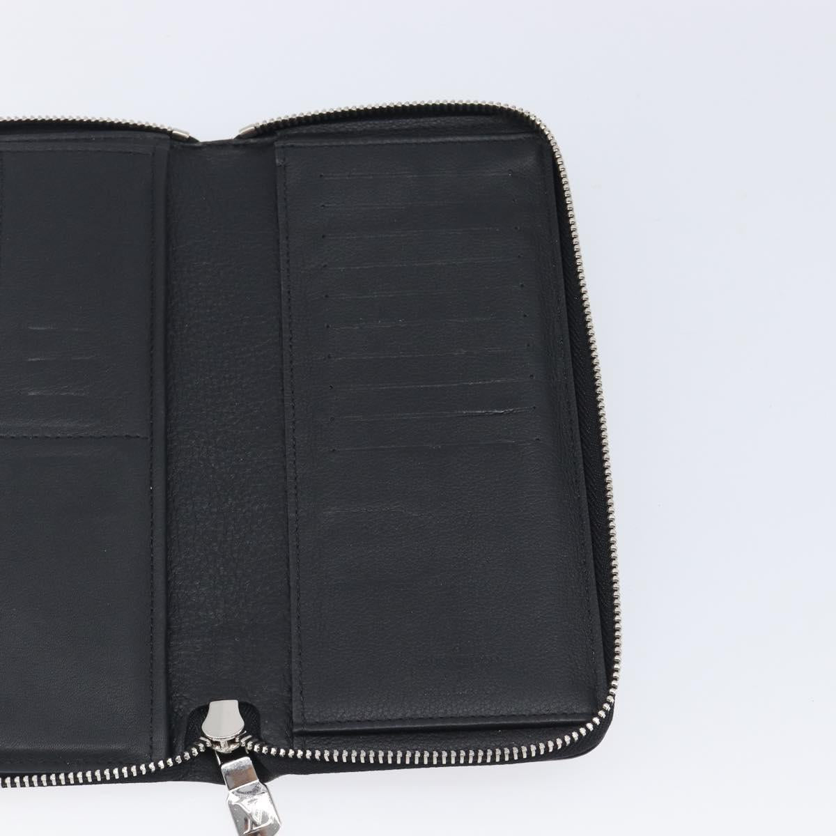 LOUIS VUITTON Zippy Wallet Vertical Wallet Taurillon Black M58412 LV Auth 209230
