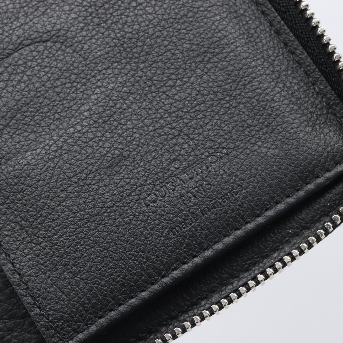 LOUIS VUITTON Zippy Wallet Vertical Wallet Taurillon Black M58412 LV Auth 209230