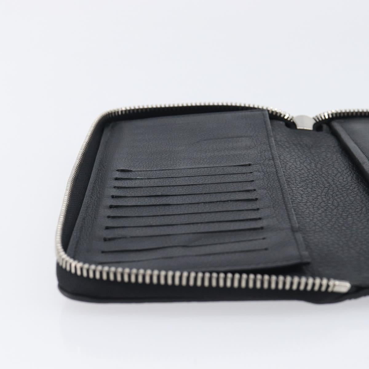 LOUIS VUITTON Zippy Wallet Vertical Wallet Taurillon Black M58412 LV Auth 209230