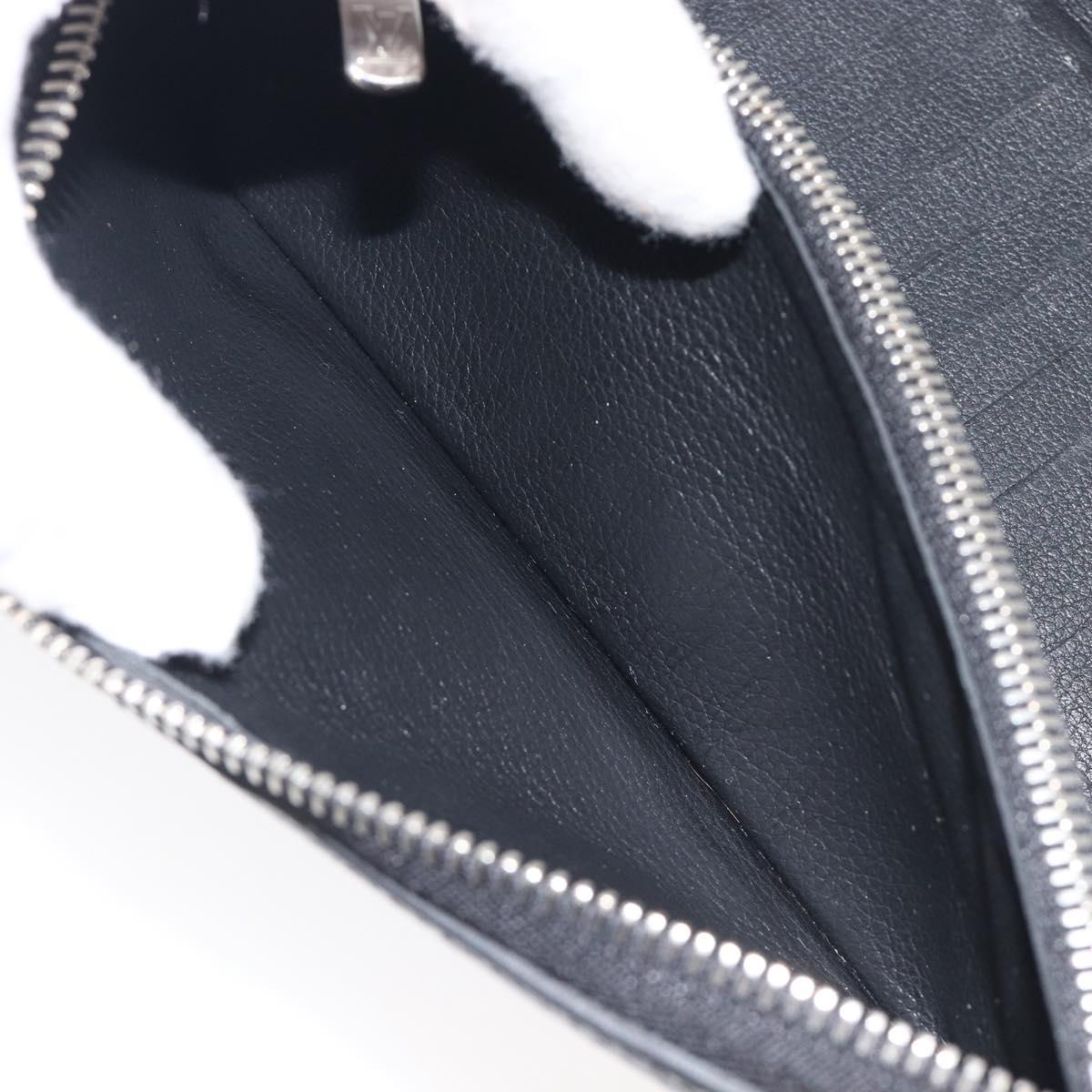 LOUIS VUITTON Zippy Wallet Vertical Wallet Taurillon Black M58412 LV Auth 209230