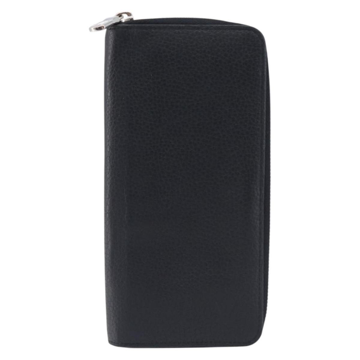 LOUIS VUITTON Zippy Wallet Vertical Wallet Taurillon Black M58412 LV Auth 209230