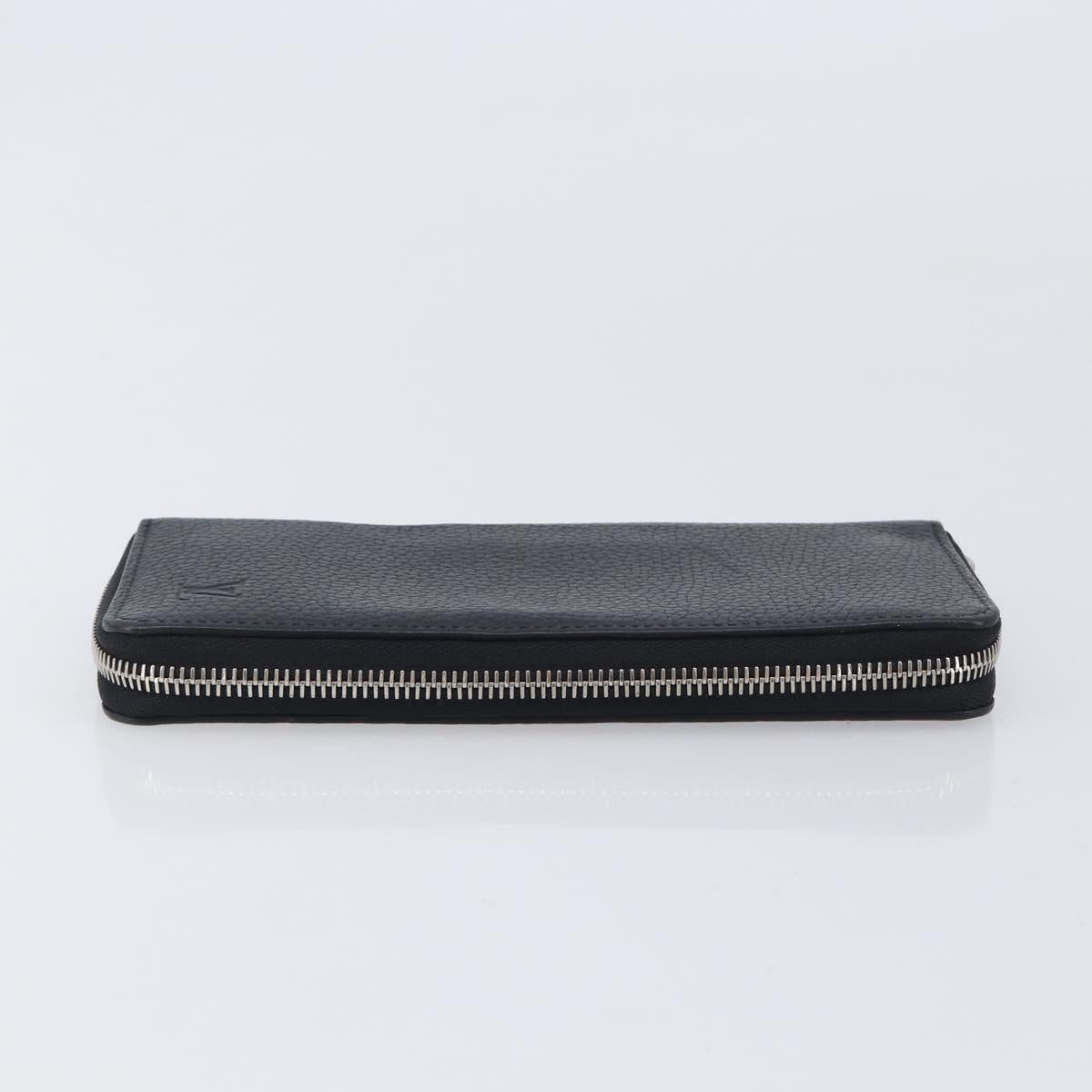 LOUIS VUITTON Zippy Wallet Vertical Wallet Taurillon Black M58412 LV Auth 209230