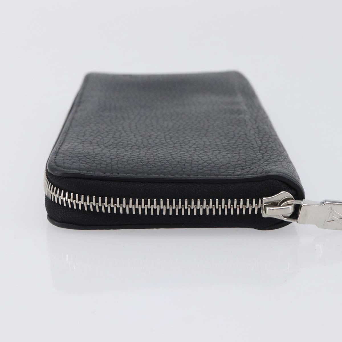 LOUIS VUITTON Zippy Wallet Vertical Wallet Taurillon Black M58412 LV Auth 209230