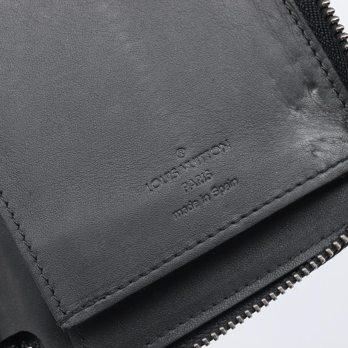 LOUIS VUITTON Damier Infini Zippy Wallet Vertical Black N63549 LV Auth 209234