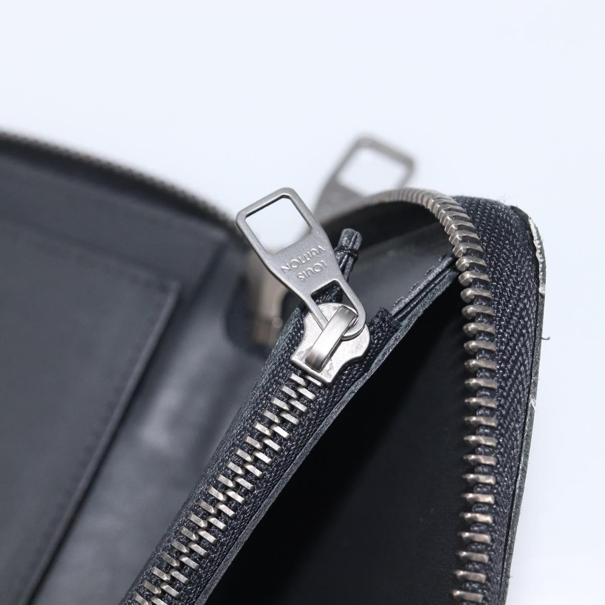 LOUIS VUITTON Damier Infini Zippy Wallet Vertical Black N63549 LV Auth 209234