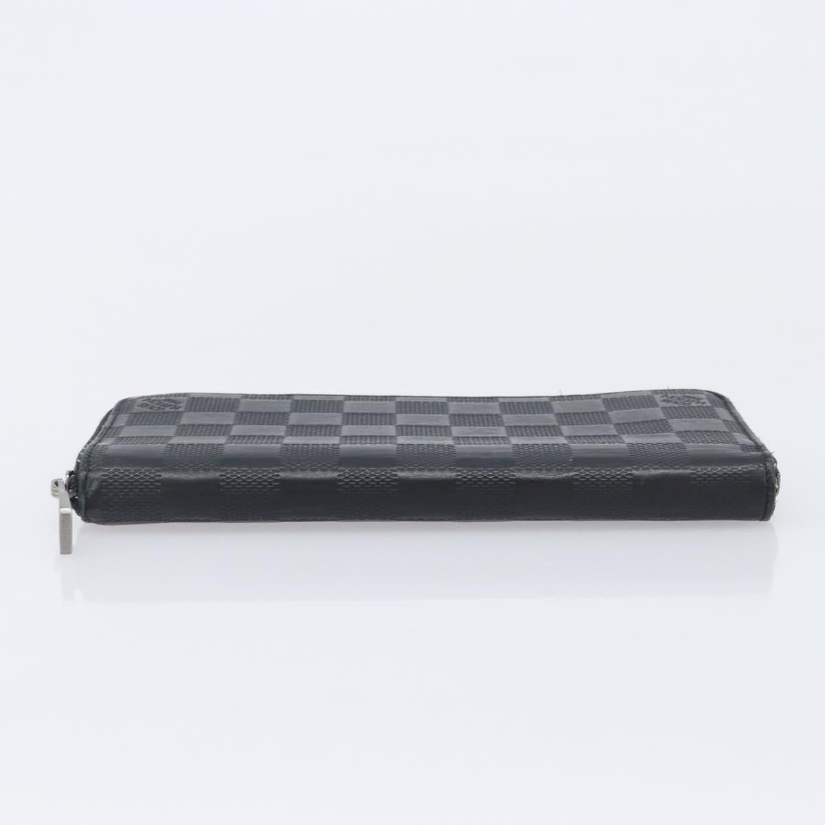 LOUIS VUITTON Damier Infini Zippy Wallet Vertical Black N63549 LV Auth 209234