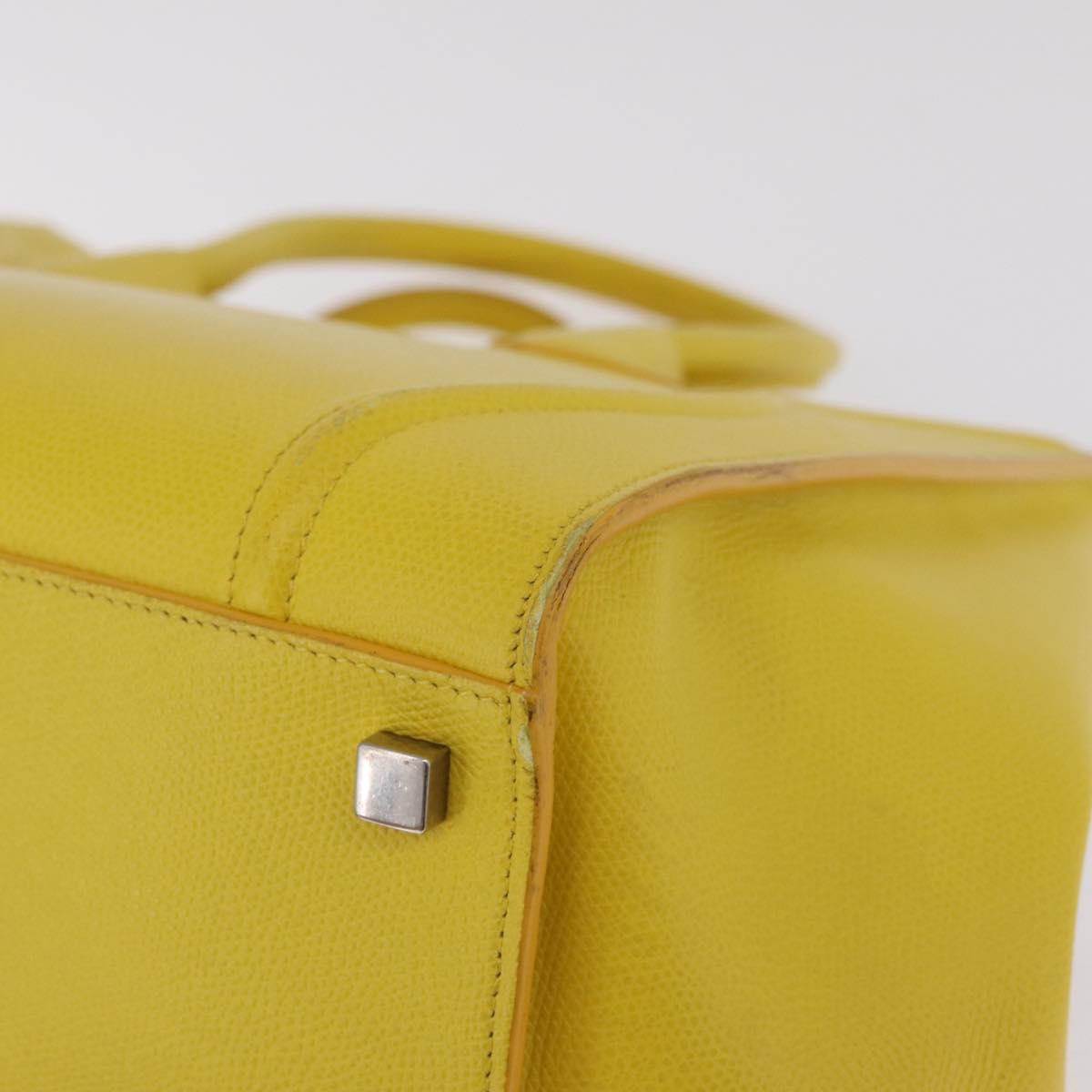 CELINE Luggage Phantom Hand Bag Leather Yellow Silver Auth 209237A