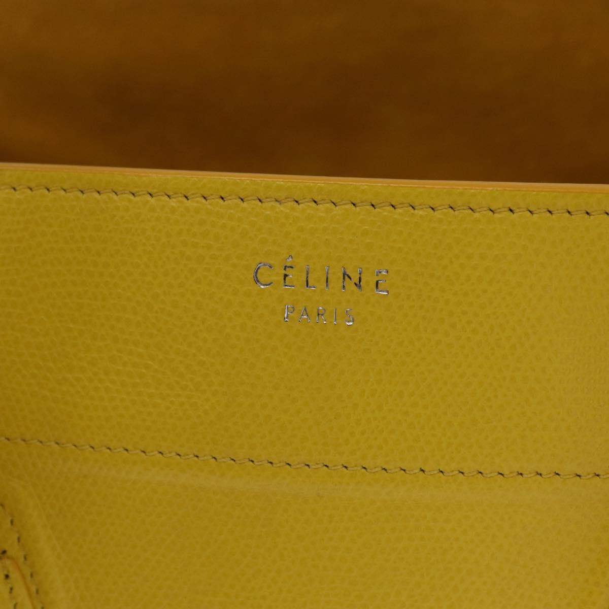 CELINE Luggage Phantom Hand Bag Leather Yellow Silver Auth 209237A