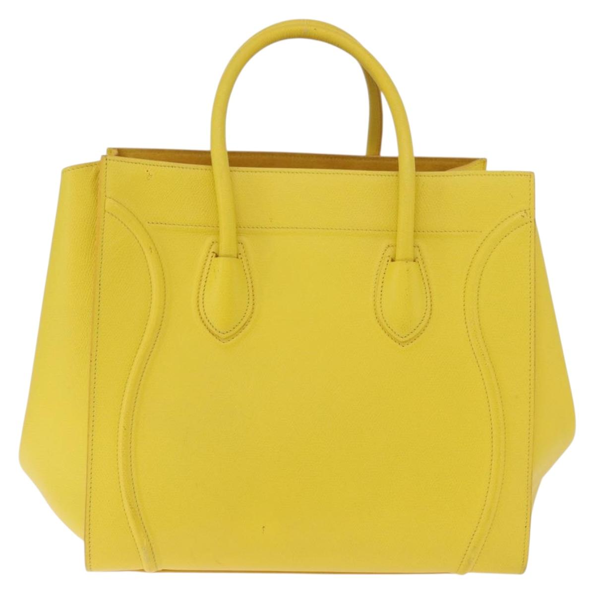 CELINE Luggage Phantom Hand Bag Leather Yellow Silver Auth 209237A