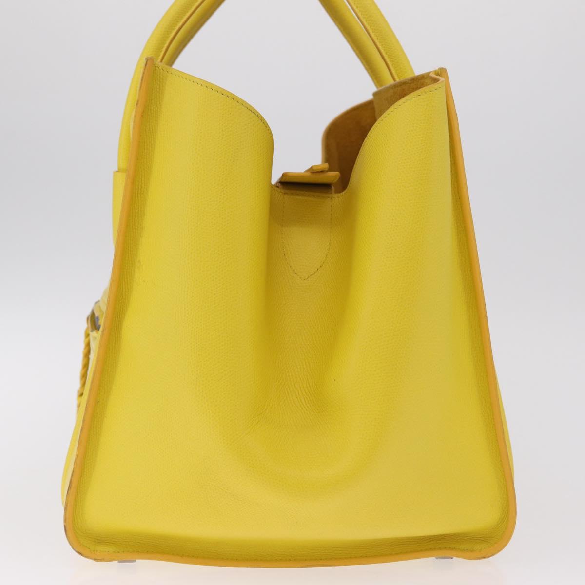CELINE Luggage Phantom Hand Bag Leather Yellow Silver Auth 209237A