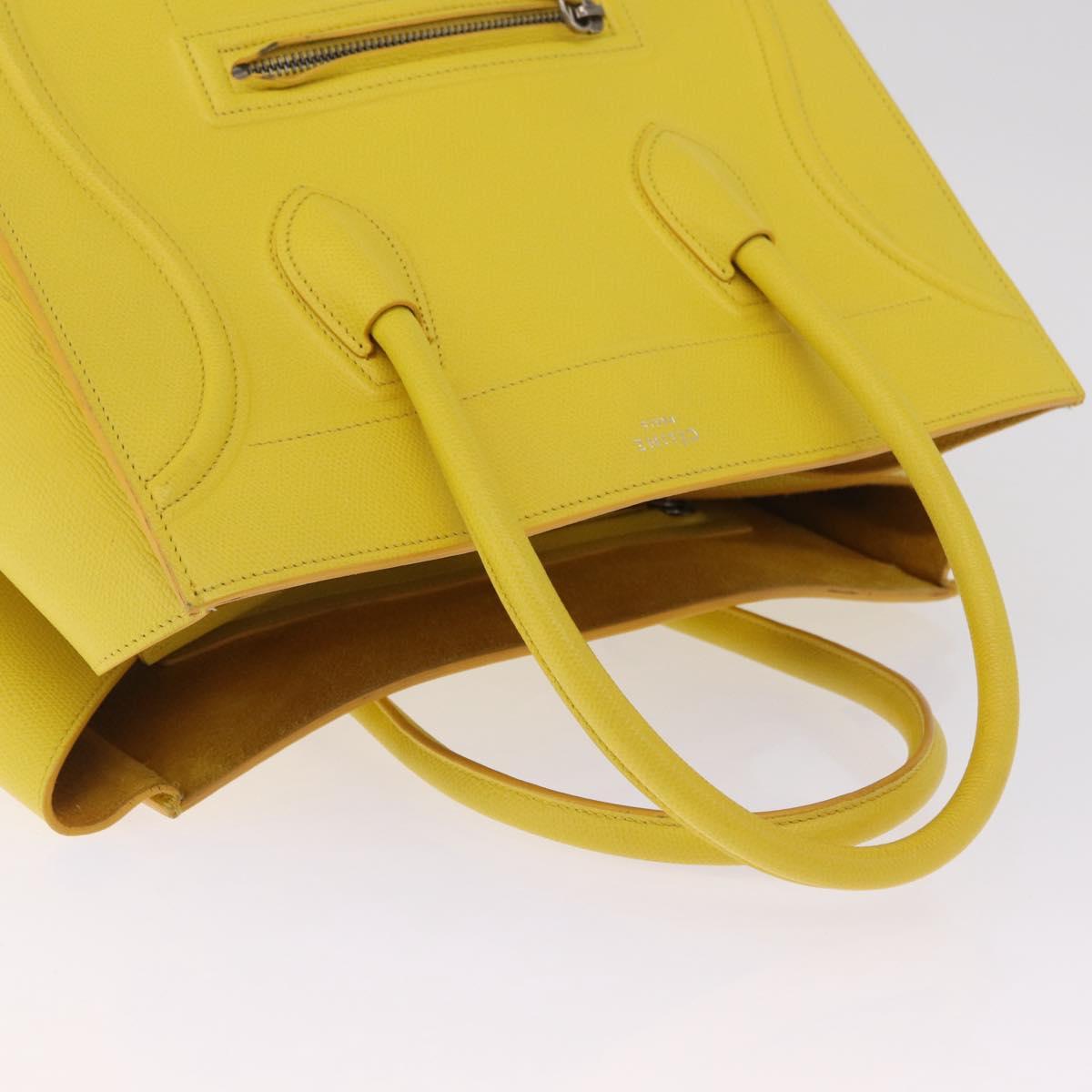 CELINE Luggage Phantom Hand Bag Leather Yellow Silver Auth 209237A