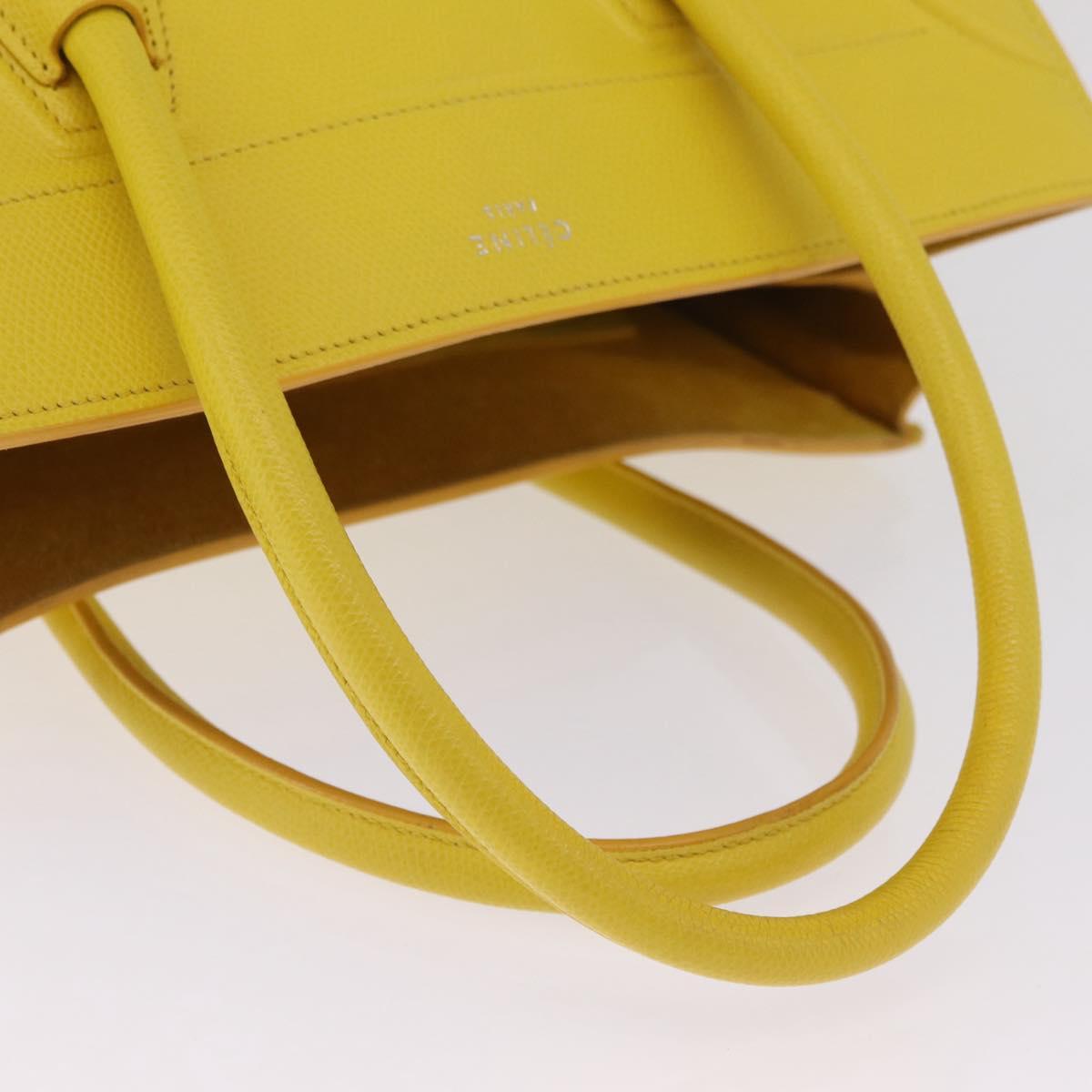 CELINE Luggage Phantom Hand Bag Leather Yellow Silver Auth 209237A