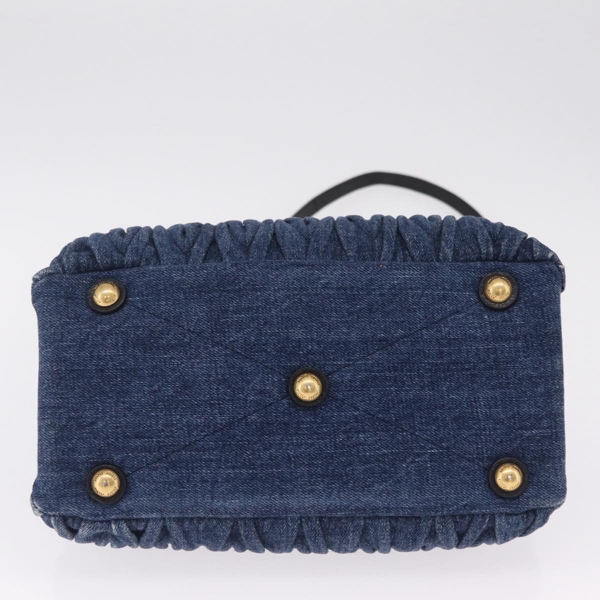 Miu Miu Matelasse Hand Bag Denim 2way Blue Gold Tone Auth 209238A