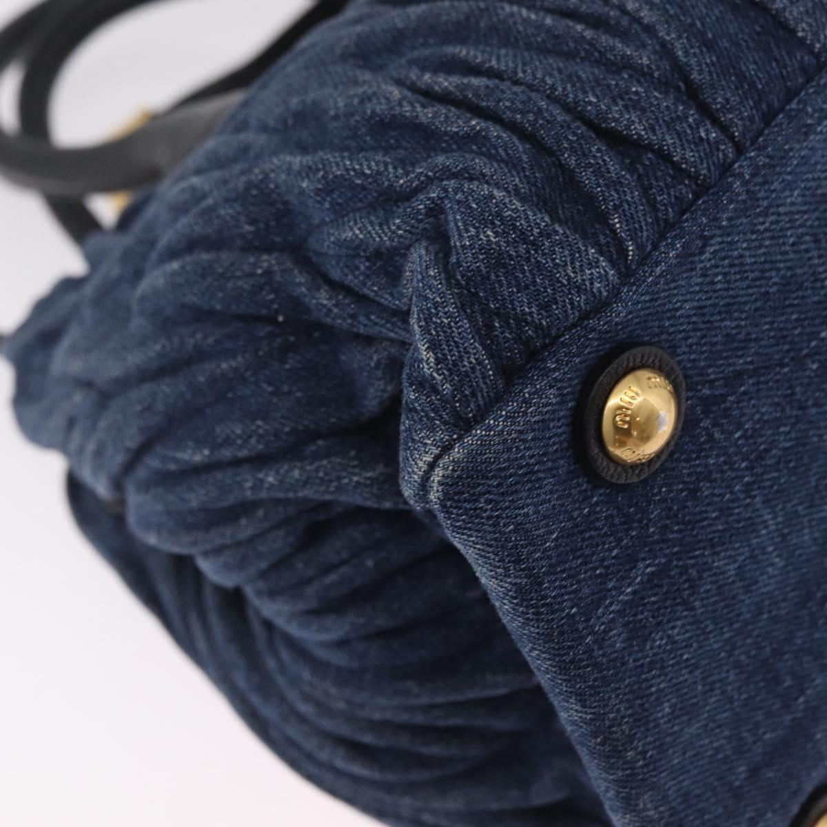 Miu Miu Matelasse Hand Bag Denim 2way Blue Gold Tone Auth 209238A
