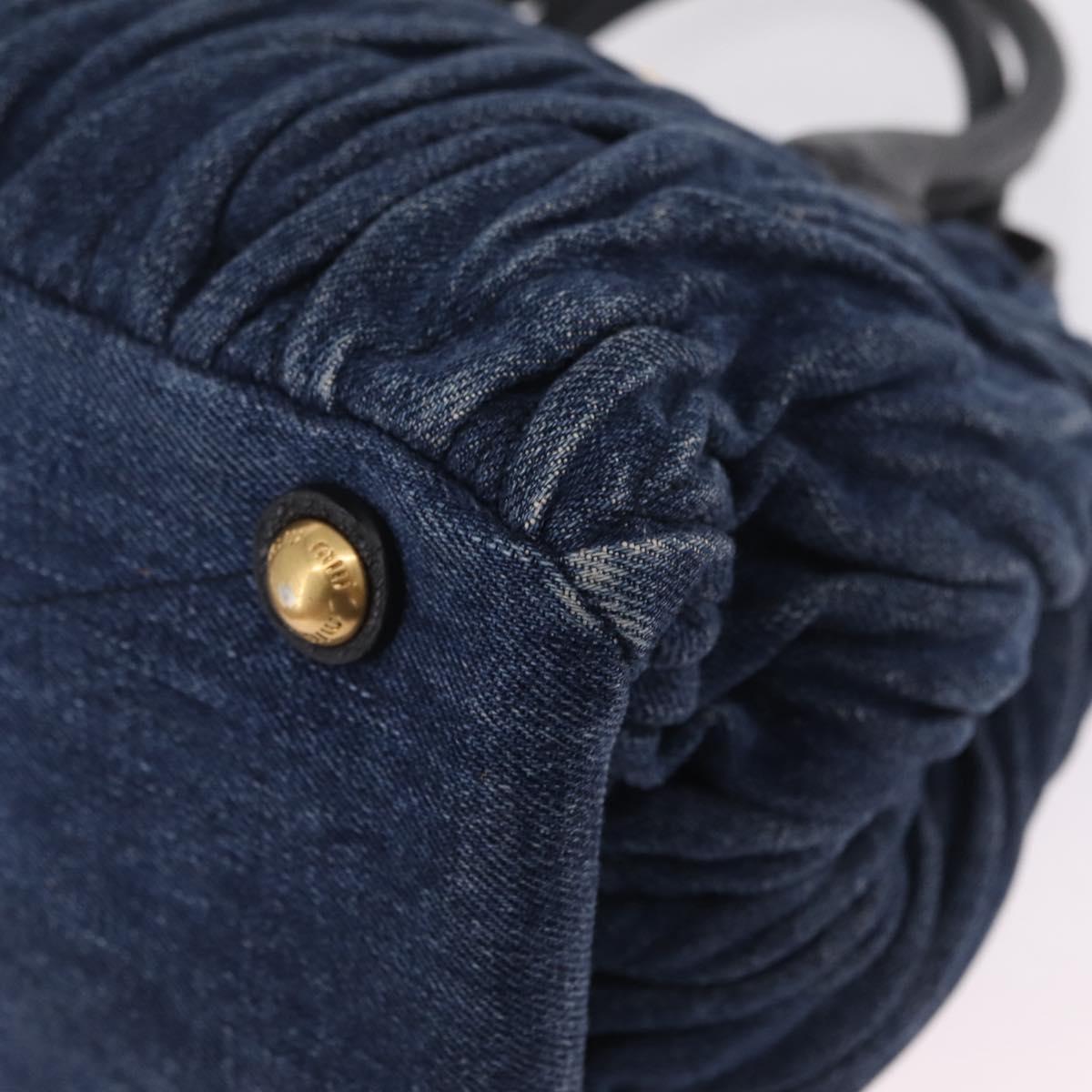 Miu Miu Matelasse Hand Bag Denim 2way Blue Gold Tone Auth 209238A
