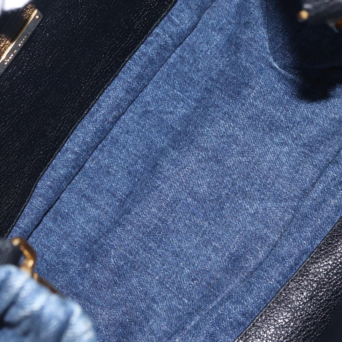 Miu Miu Matelasse Hand Bag Denim 2way Blue Gold Tone Auth 209238A