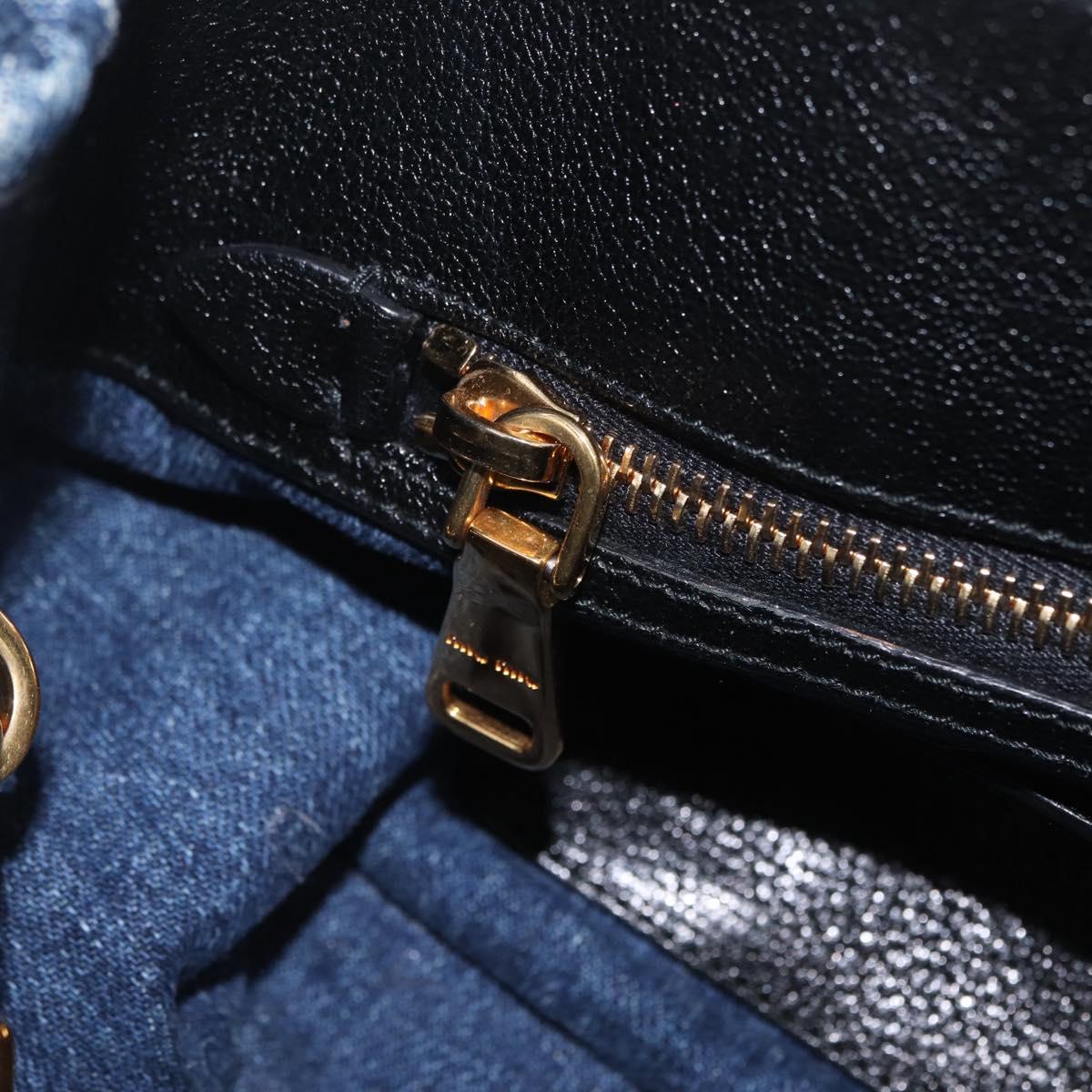 Miu Miu Matelasse Hand Bag Denim 2way Blue Gold Tone Auth 209238A