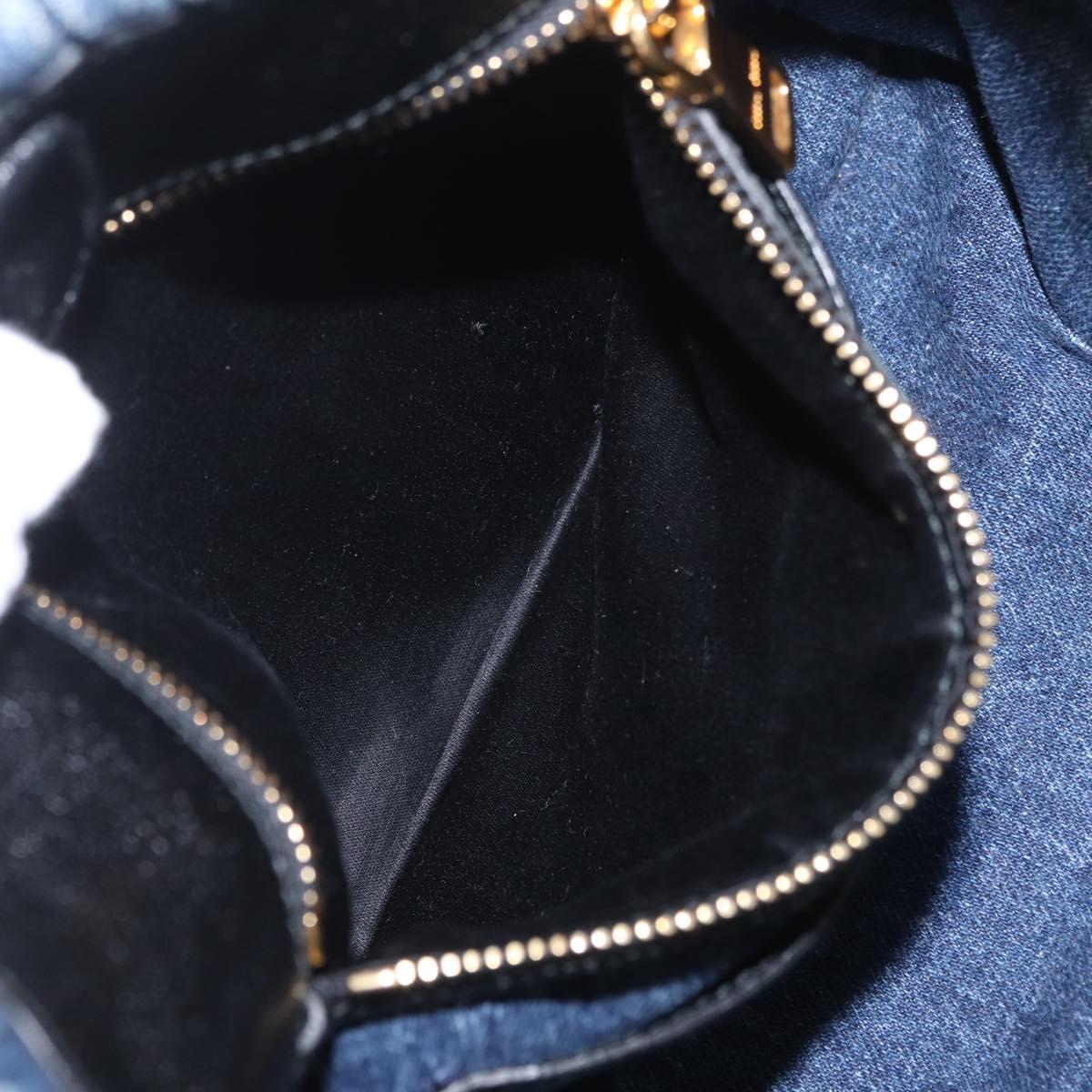 Miu Miu Matelasse Hand Bag Denim 2way Blue Gold Tone Auth 209238A