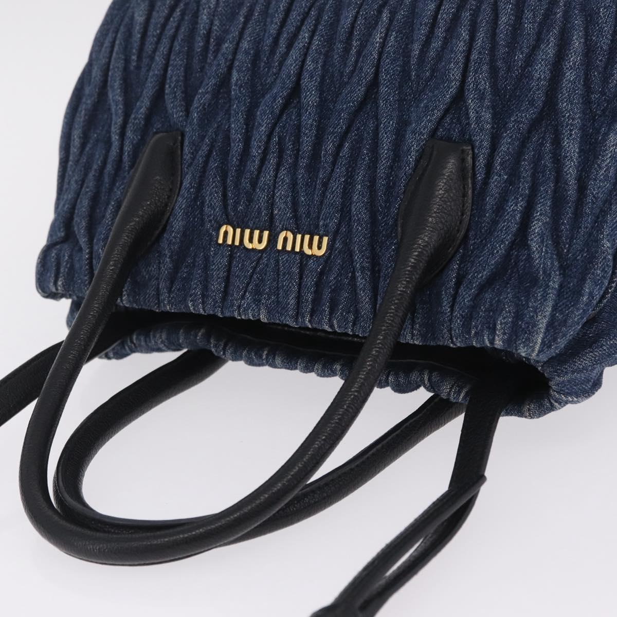 Miu Miu Matelasse Hand Bag Denim 2way Blue Gold Tone Auth 209238A