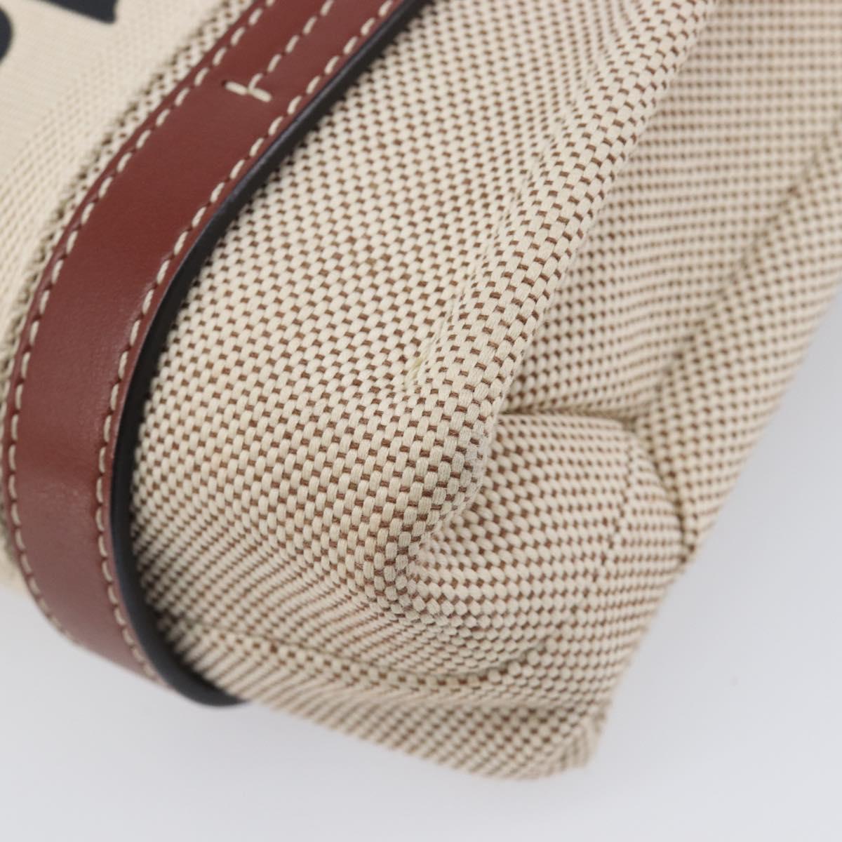 Chloe Woody Small Hand Bag Canvas Beige Brown Auth 209240A