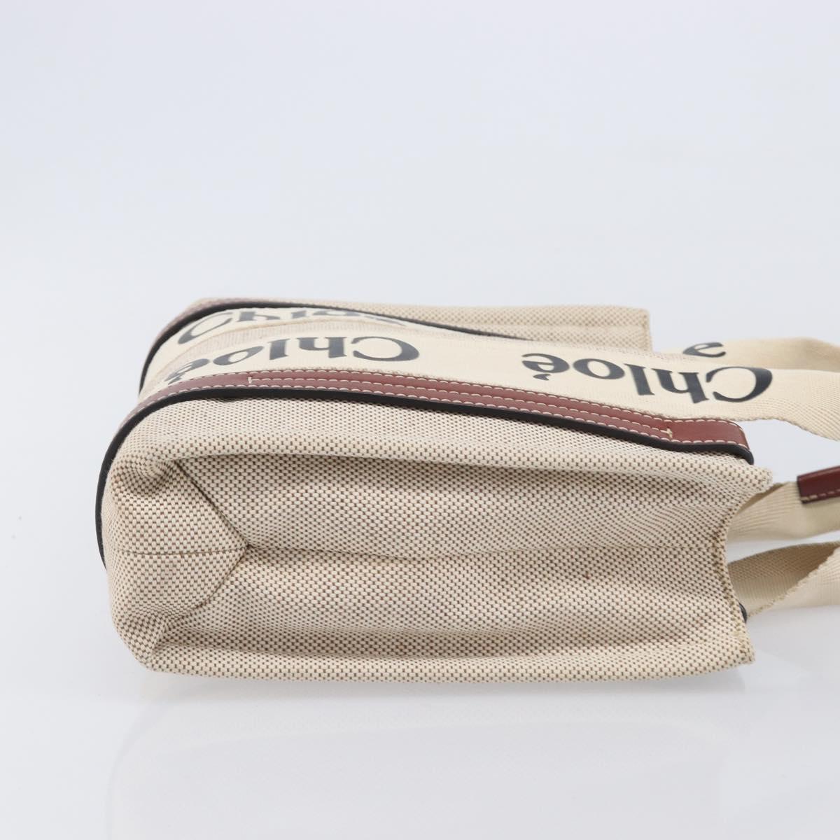 Chloe Woody Small Hand Bag Canvas Beige Brown Auth 209240A