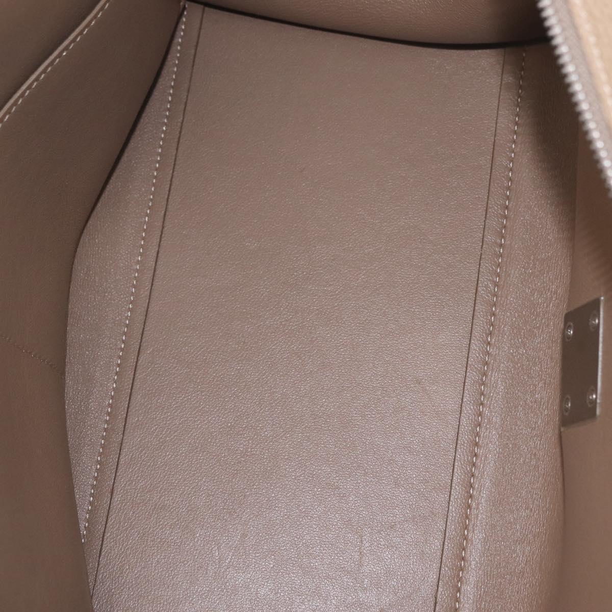 CELINE Trapeze Small Hand Bag Leather Beige Silver Auth 209241A