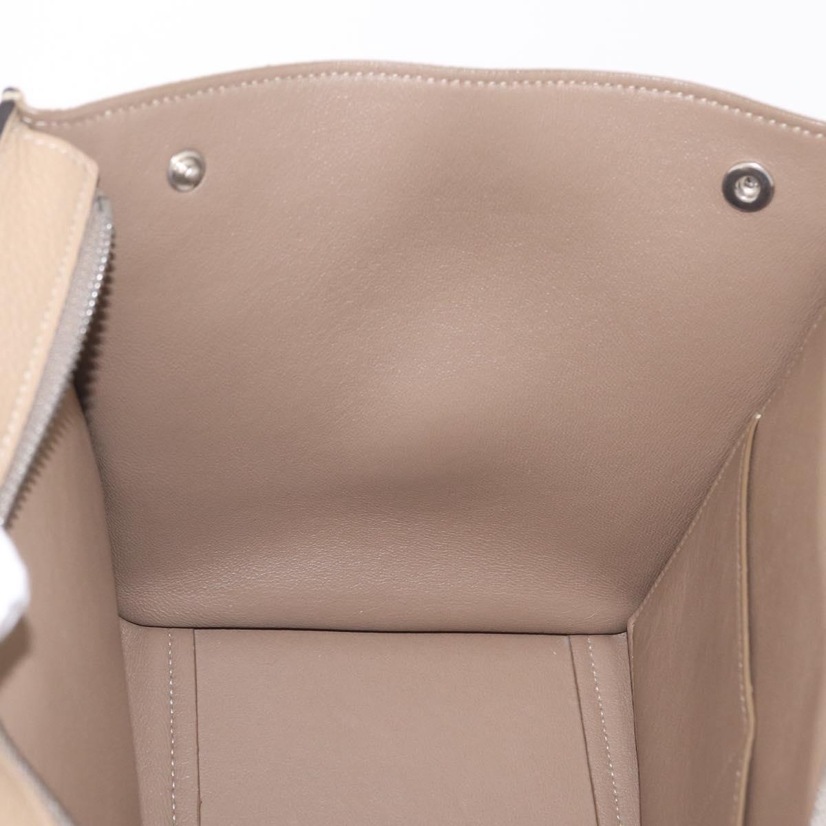CELINE Trapeze Small Hand Bag Leather Beige Silver Auth 209241A