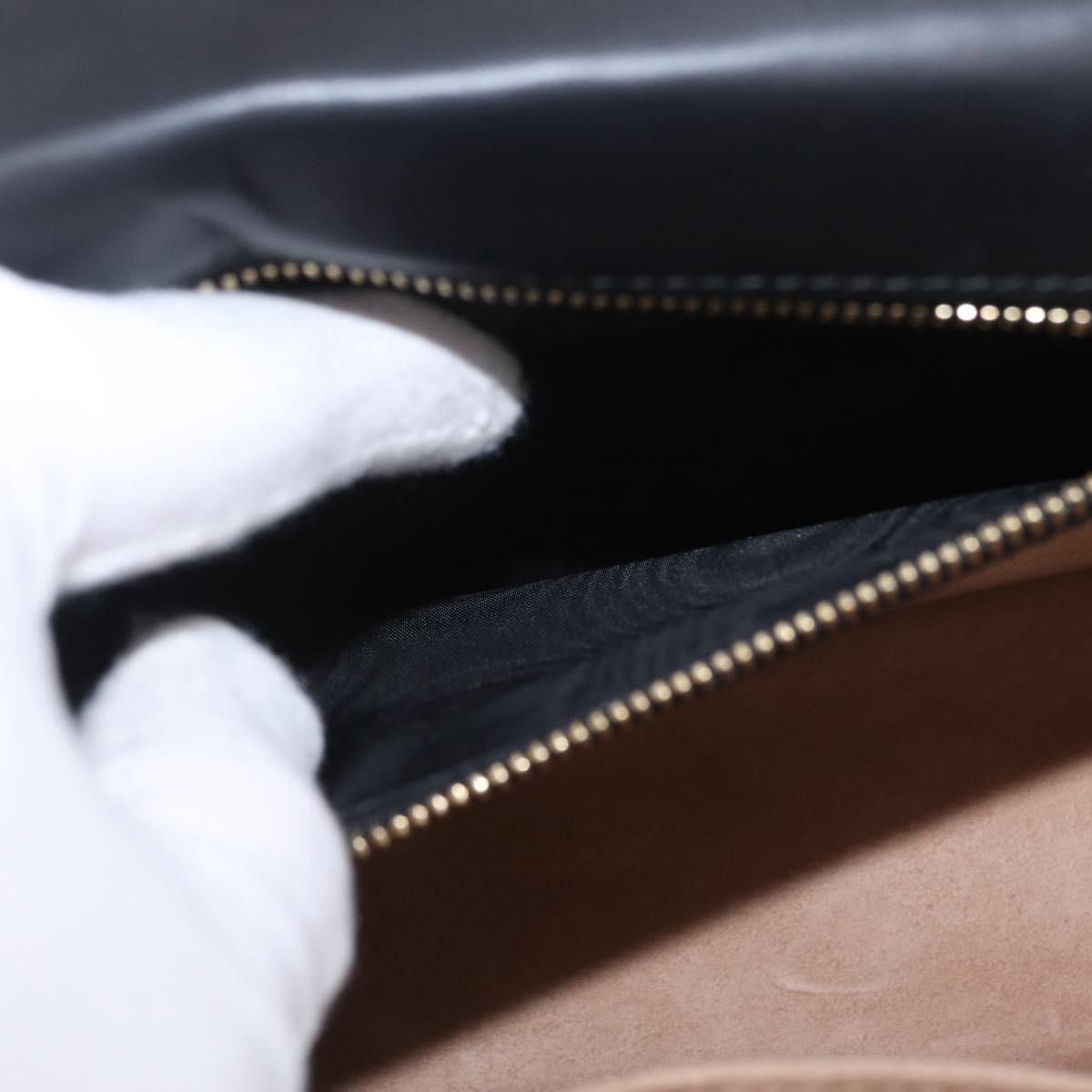 GUCCI Web Sherry Line Silvi Shoulder Bag Leather Black Gold 421882 Auth 209243V