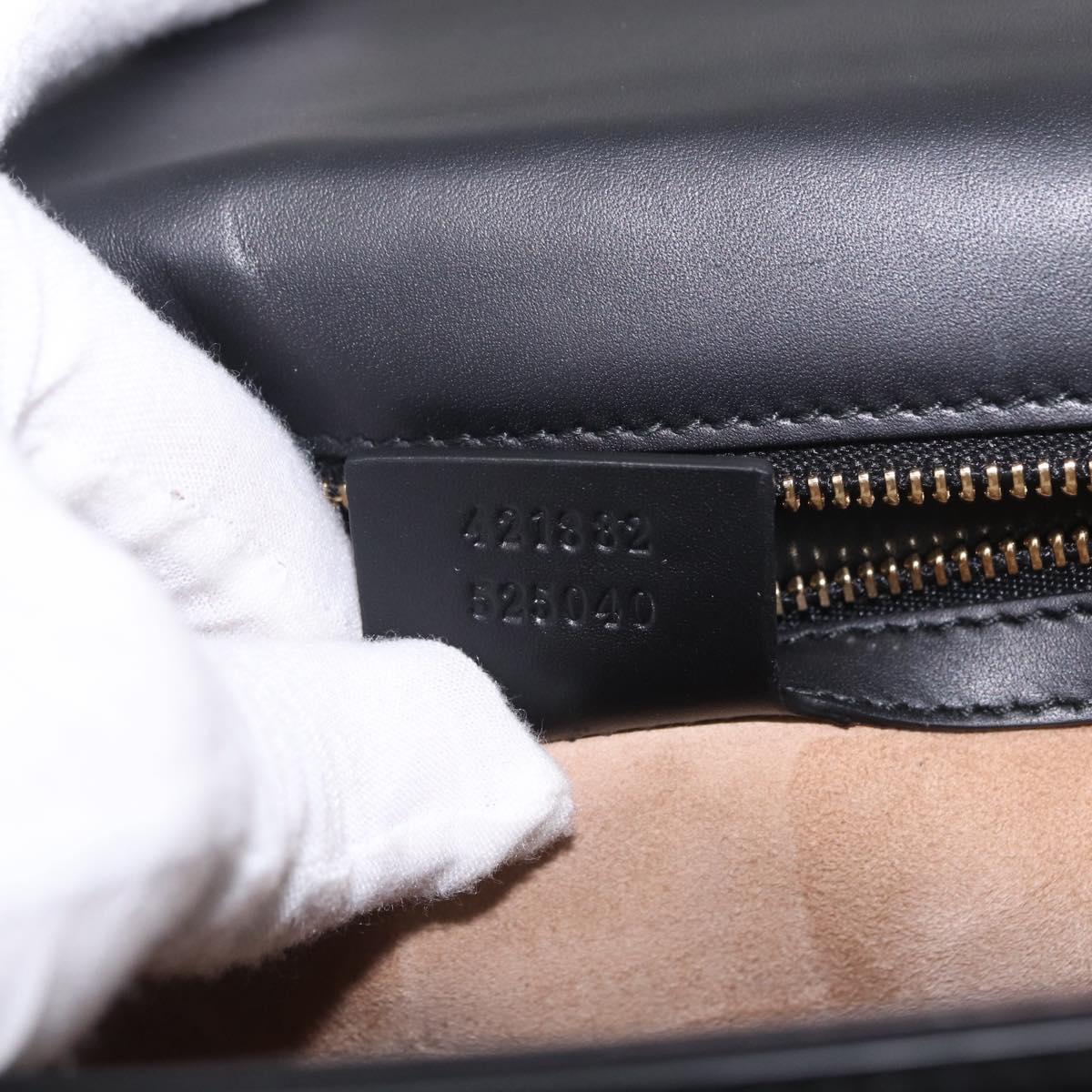 GUCCI Web Sherry Line Silvi Shoulder Bag Leather Black Gold 421882 Auth 209243V