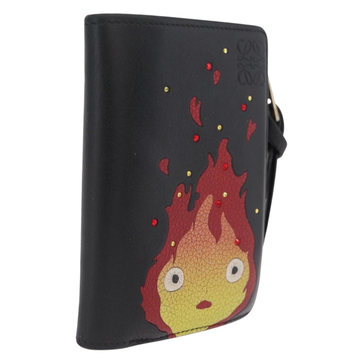 LOEWE Ghibli Howl's Moving Castle Calcifer Wallet Leather Black Auth 209245M