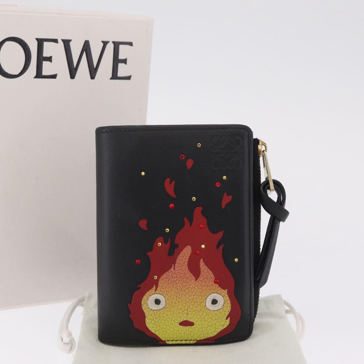LOEWE Ghibli Howl's Moving Castle Calcifer Wallet Leather Black Auth 209245M