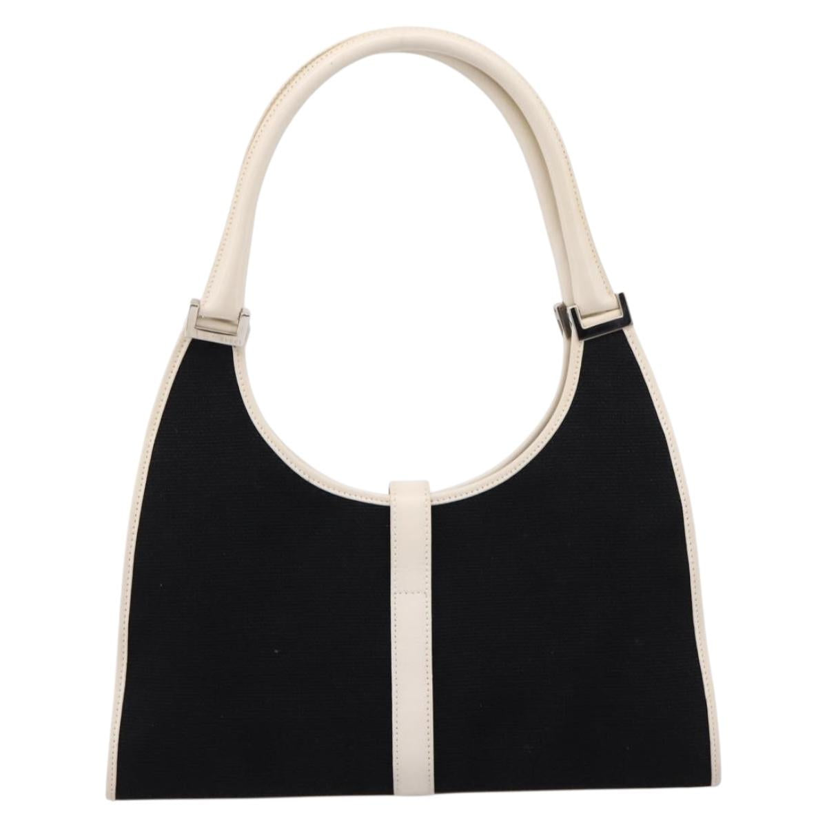 GUCCI Jackie Shoulder Bag Canvas Black Silver 002 1067 1705 Auth 209253A