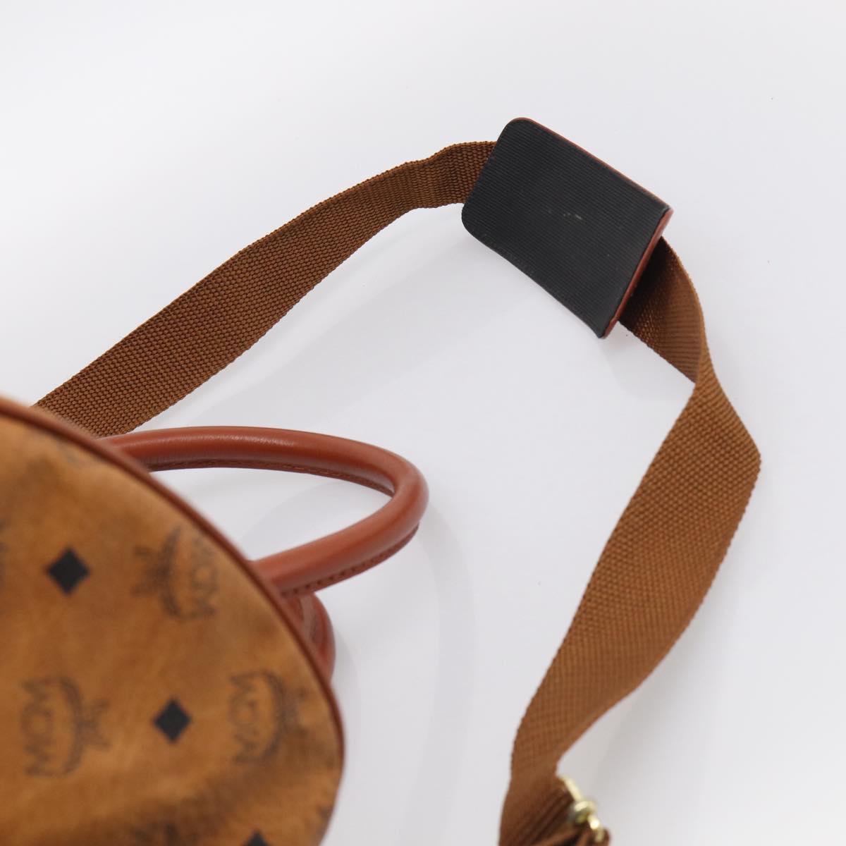 MCM Logogram Vicetos Boston Bag PVC Leather 2way Brown Gold Auth 209255