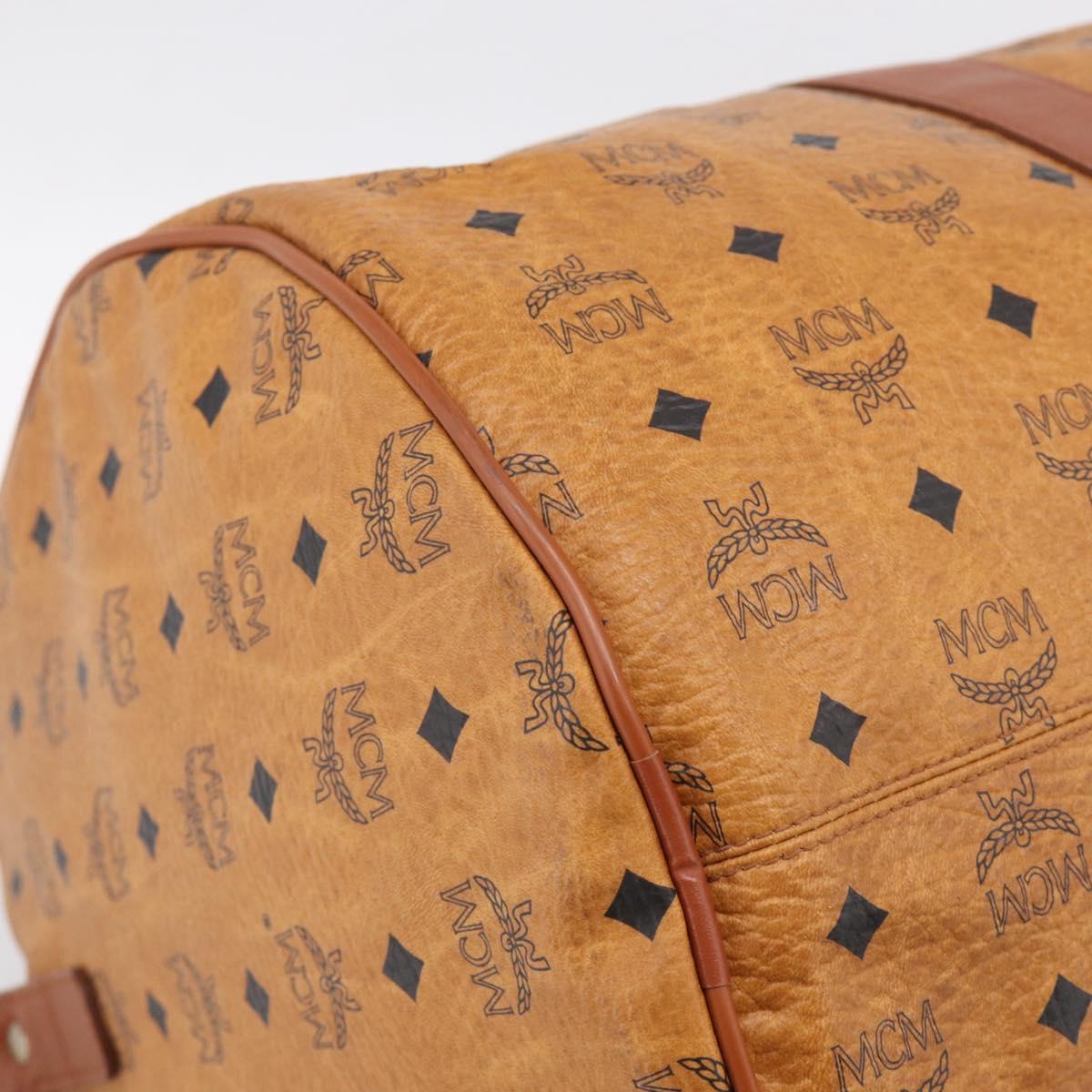 MCM Logogram Vicetos Boston Bag PVC Leather 2way Brown Gold Auth 209255