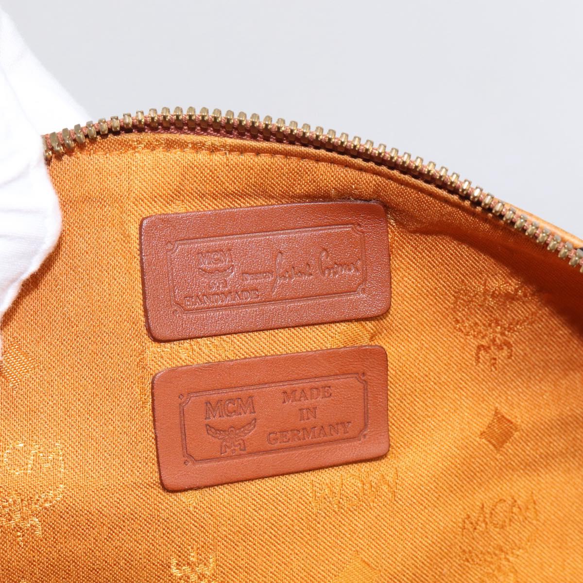 MCM Logogram Vicetos Boston Bag PVC Leather 2way Brown Gold Auth 209255