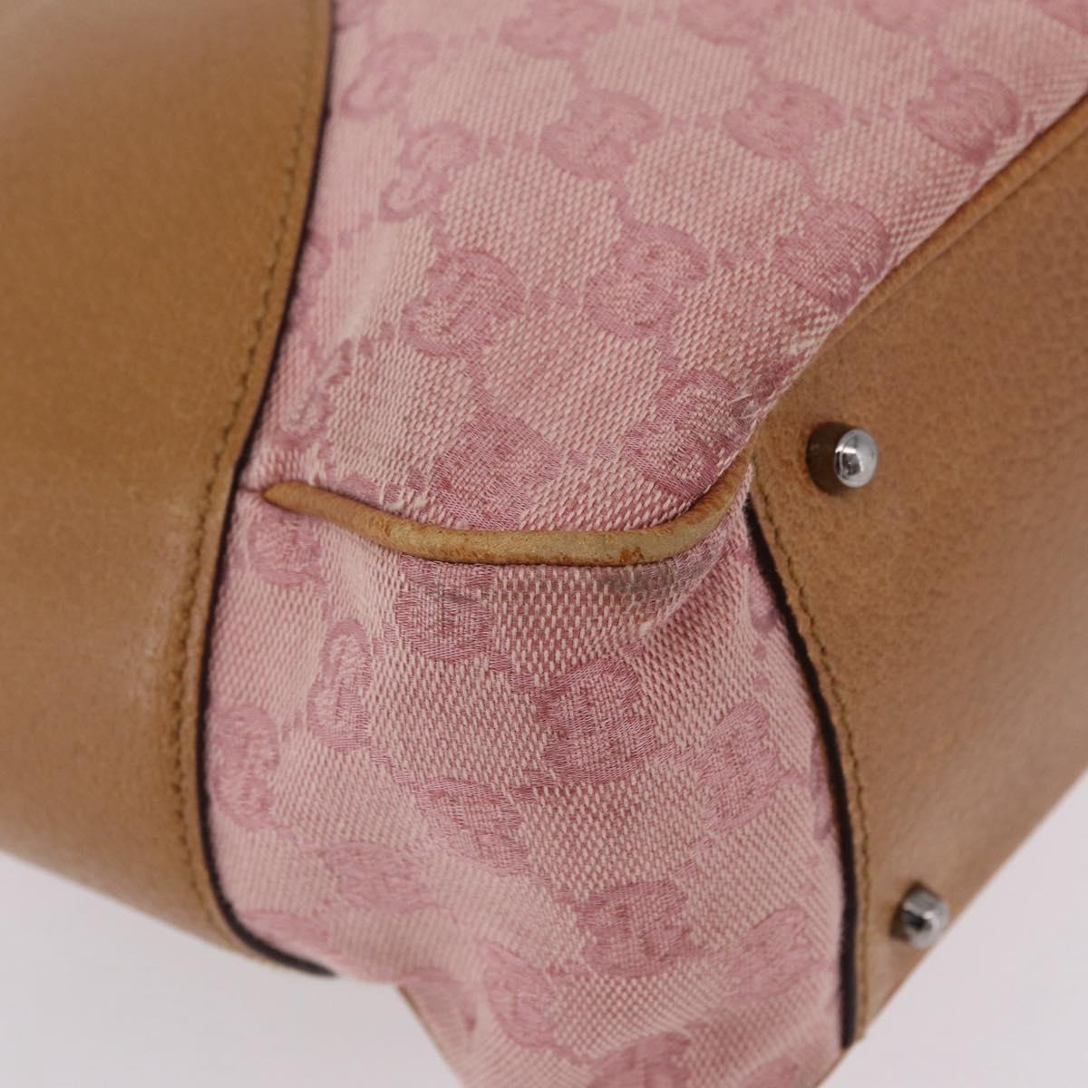 GUCCI GG Canvas Hand Bag Pink Silver 113011 Auth 209260