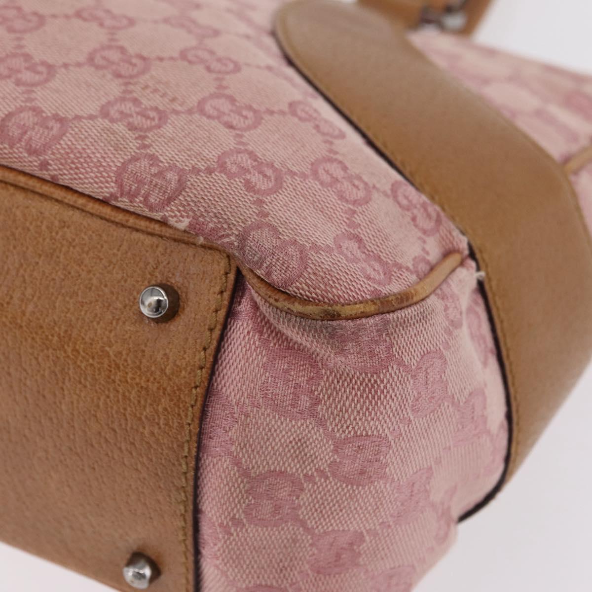GUCCI GG Canvas Hand Bag Pink Silver 113011 Auth 209260