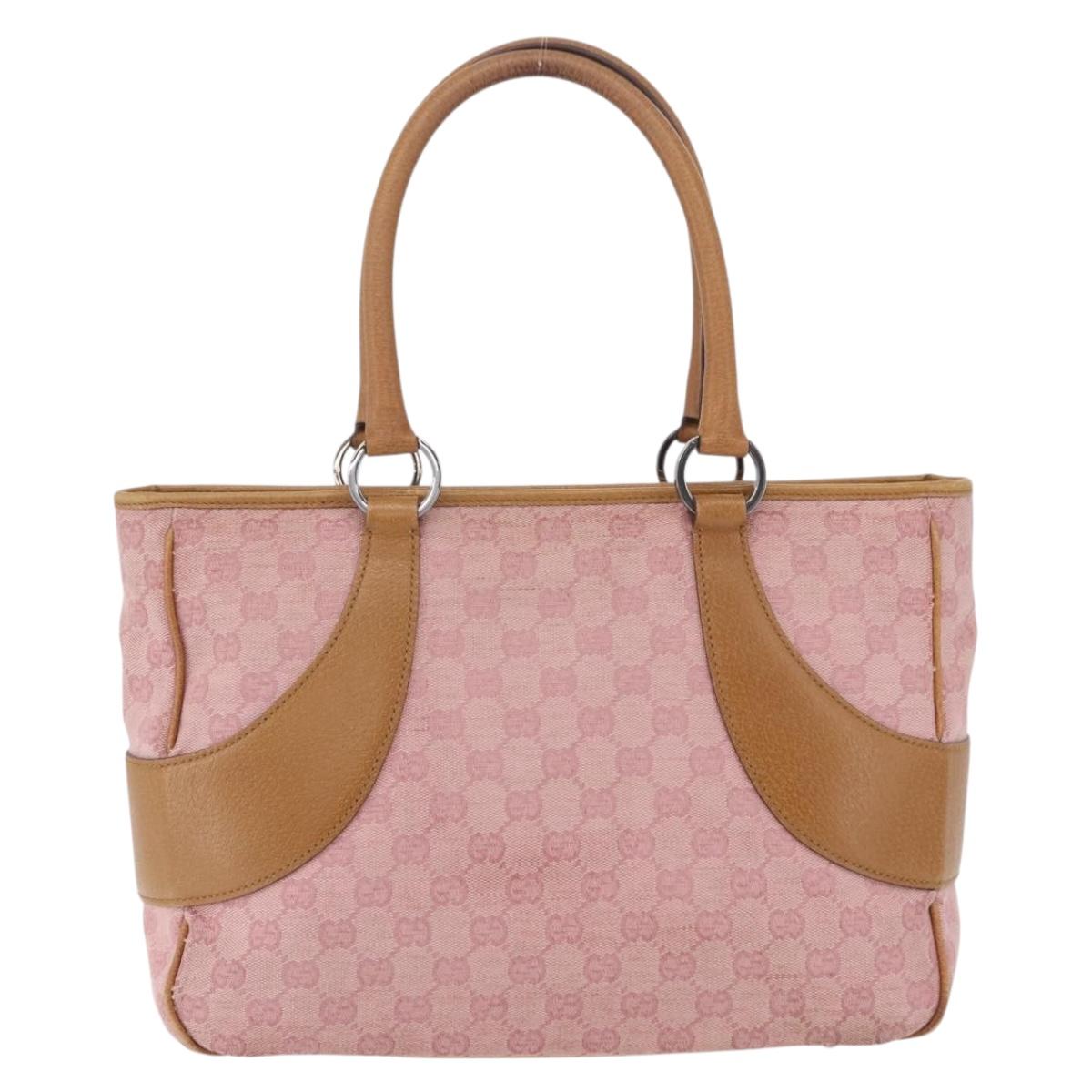 GUCCI GG Canvas Hand Bag Pink Silver 113011 Auth 209260