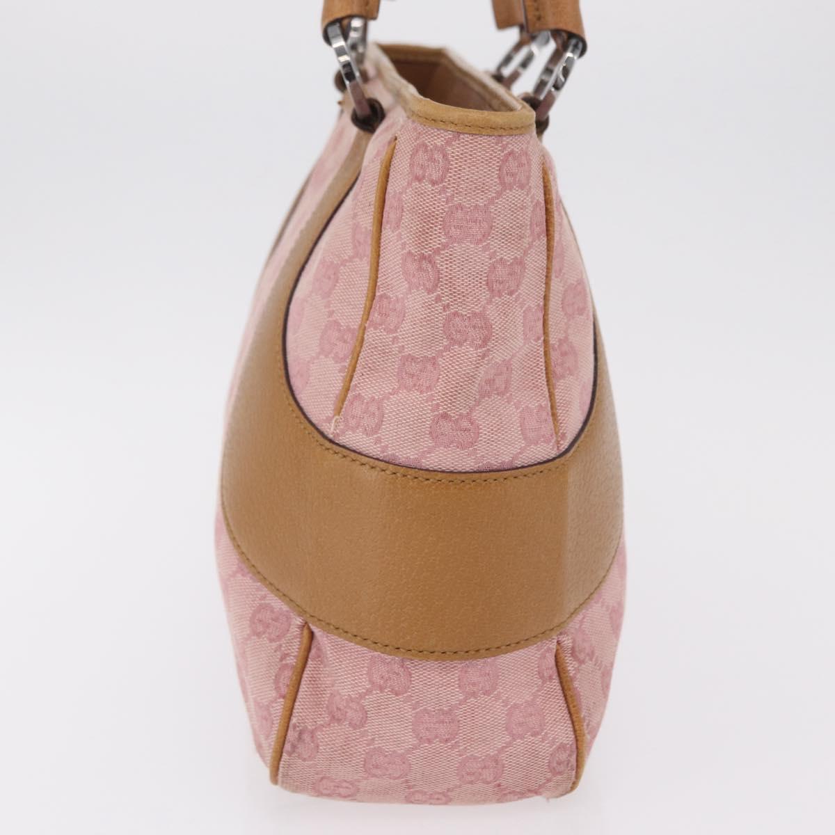 GUCCI GG Canvas Hand Bag Pink Silver 113011 Auth 209260