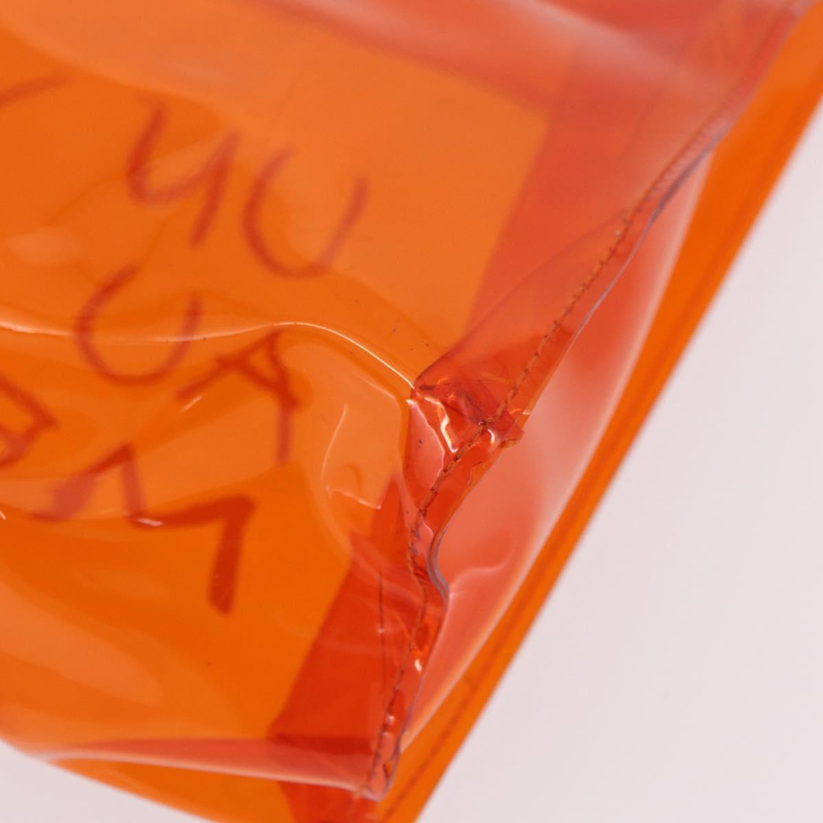 HERMES Vinyl Kelly Hand Bag Vinyl Orange Auth 209264