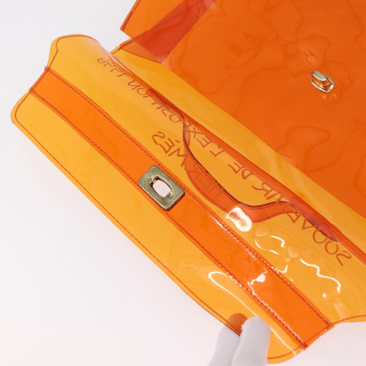 HERMES Vinyl Kelly Hand Bag Vinyl Orange Auth 209264