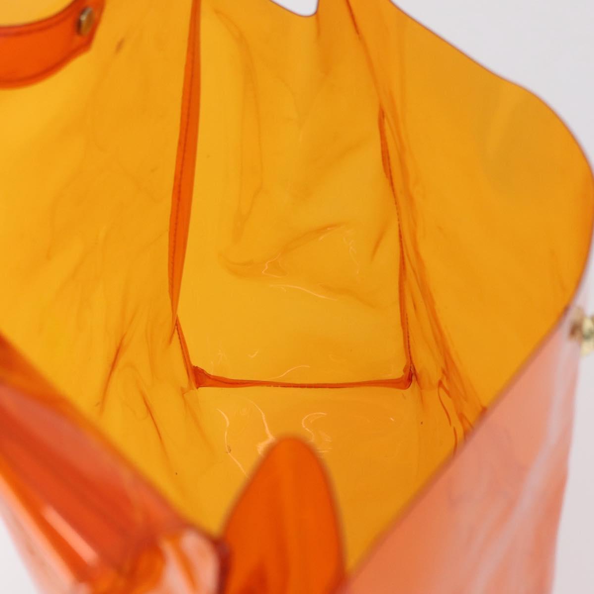 HERMES Vinyl Kelly Hand Bag Vinyl Orange Auth 209264