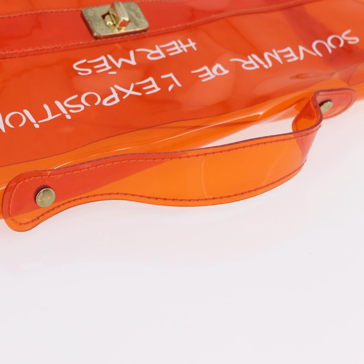 HERMES Vinyl Kelly Hand Bag Vinyl Orange Auth 209264