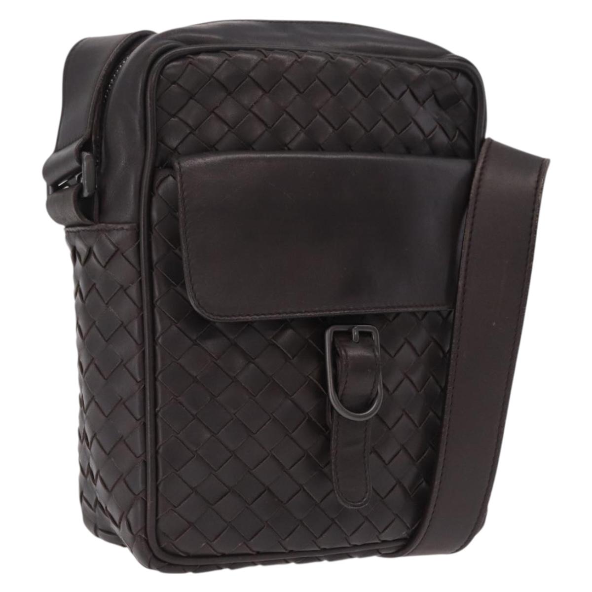 Bottega Veneta INTRECCIATO Shoulder Bag Leather Brown 113092 Auth 209265V